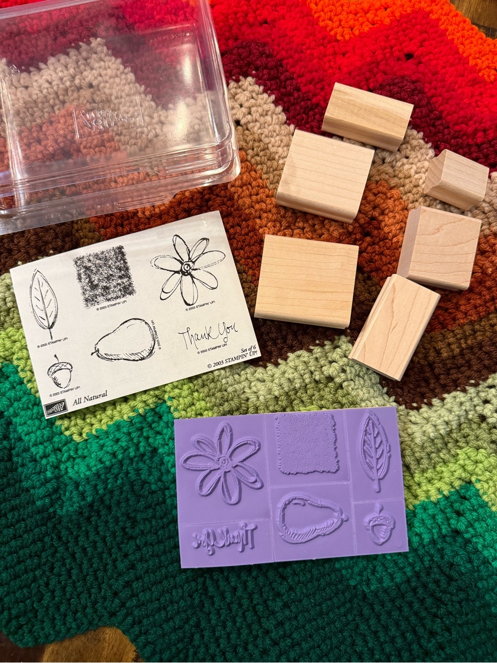 Stampin' Up All Natural Card making Craft Set/6 stamps. Floral/Nature Thank You